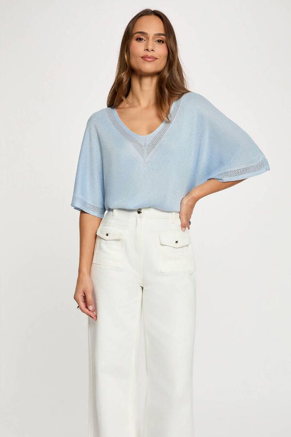 Morgan top met glitter lichtblauw