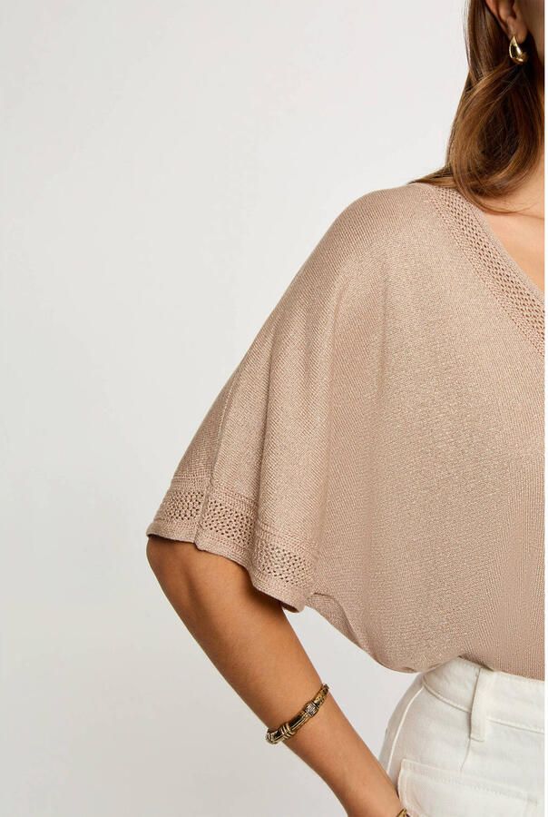 Morgan top met glitter warm taupe - Foto 2