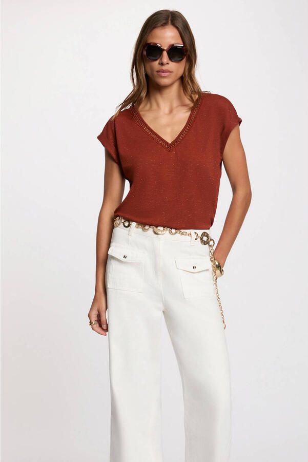 Morgan top met glitters cognac