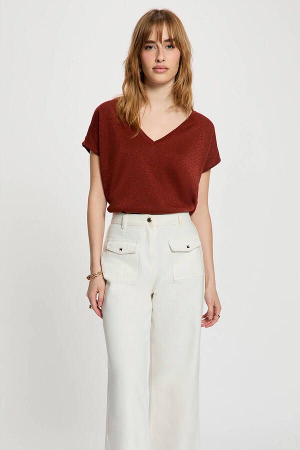Morgan top met glitters cognac