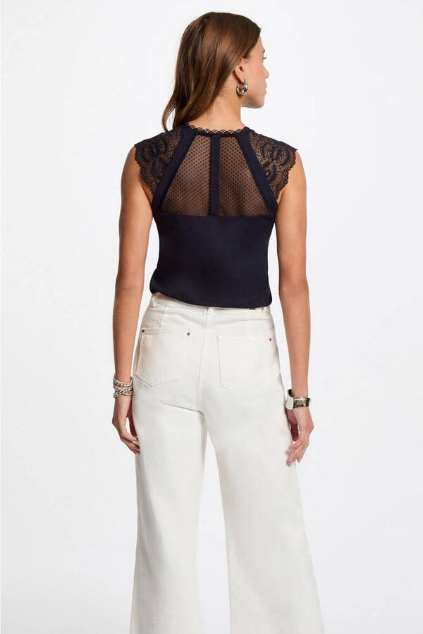 Morgan top met kant marineblauw - Foto 2