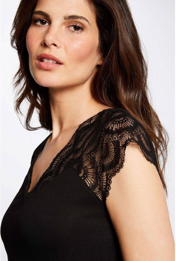Morgan top met kant zwart - Foto 3