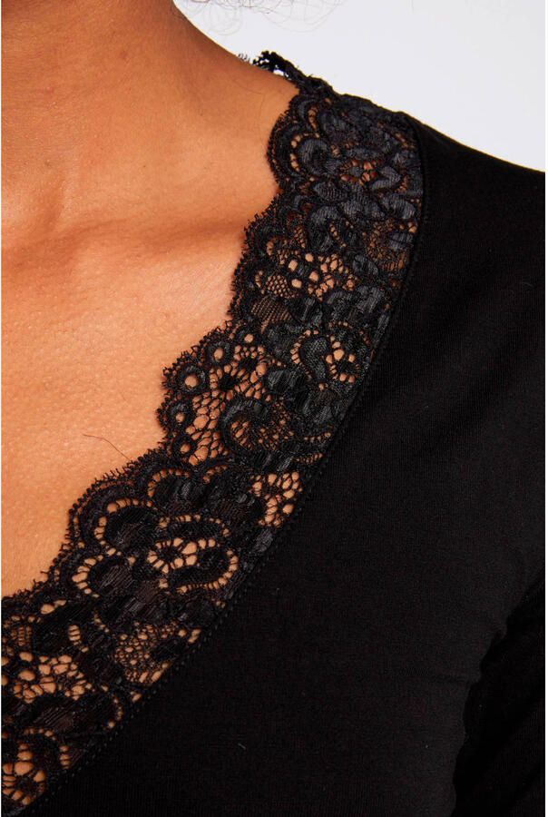 Morgan top met kanten details zwart