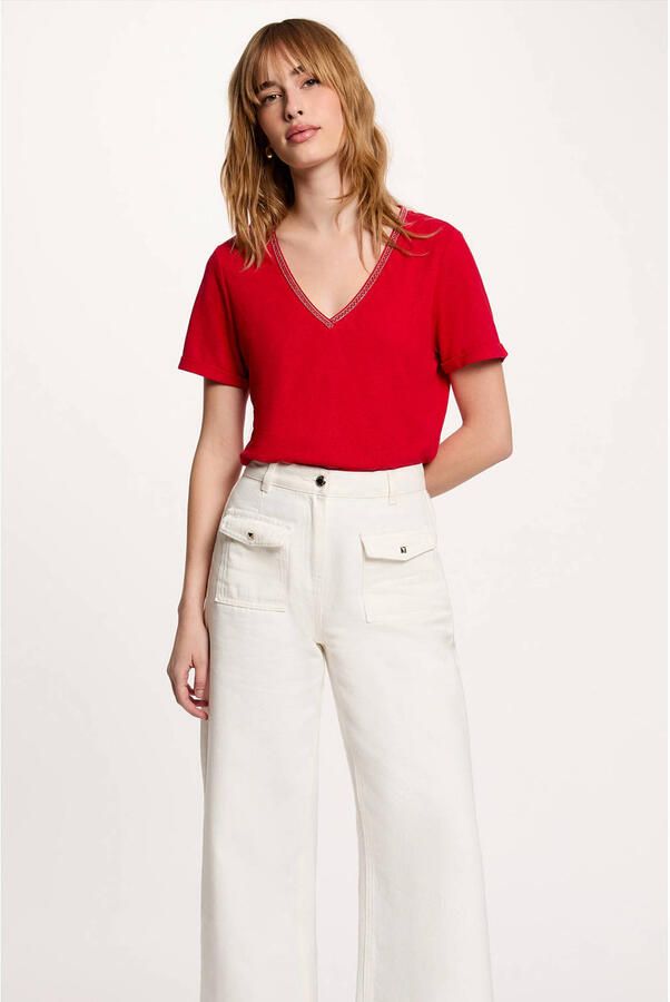 Morgan top met linnen rood
