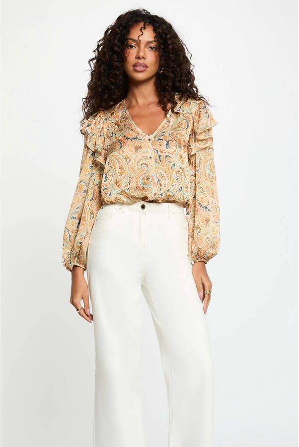 Morgan top met paisley print geel