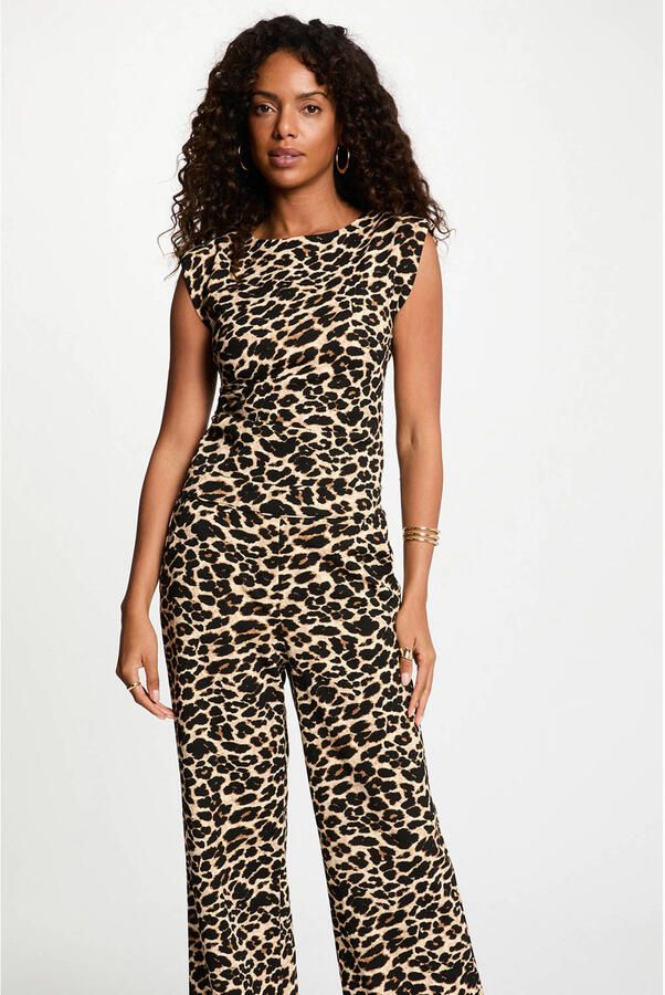 Morgan top met panterprint zwart