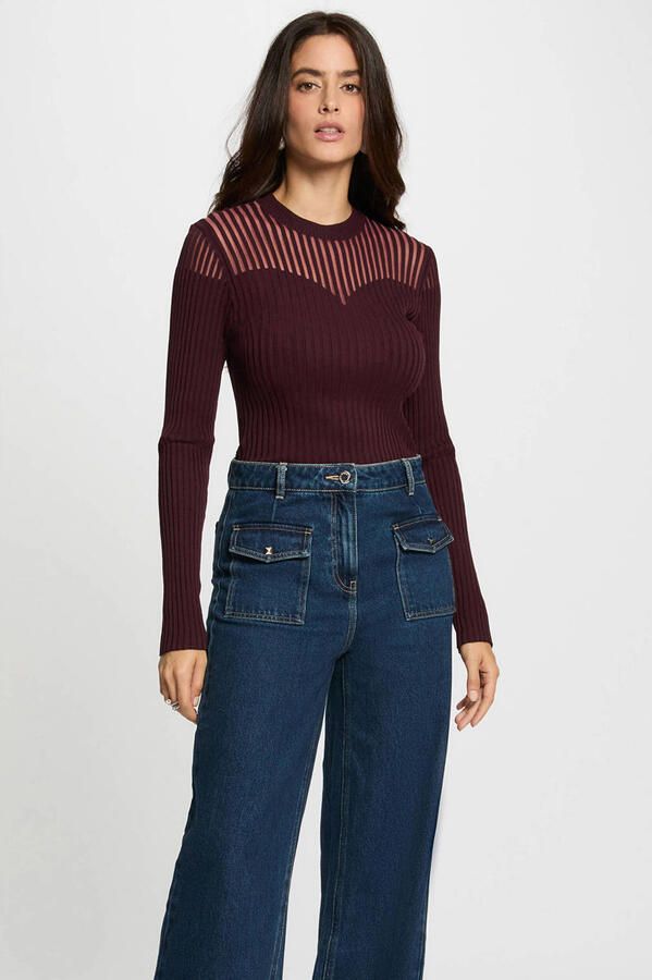 Morgan trui donkerrood rib gebreid - Foto 3