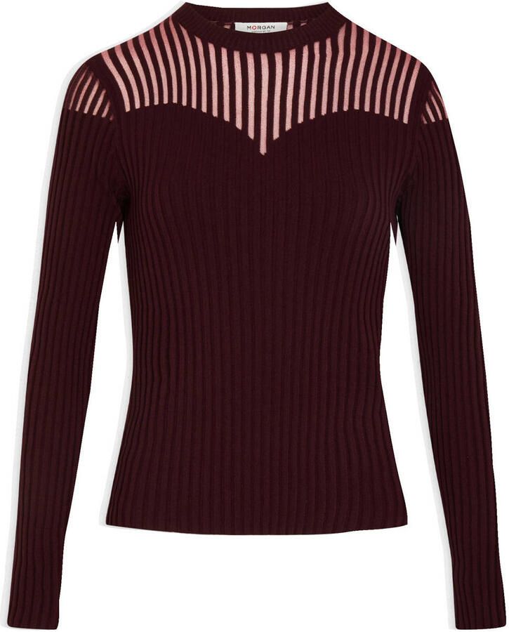 Morgan trui donkerrood rib gebreid