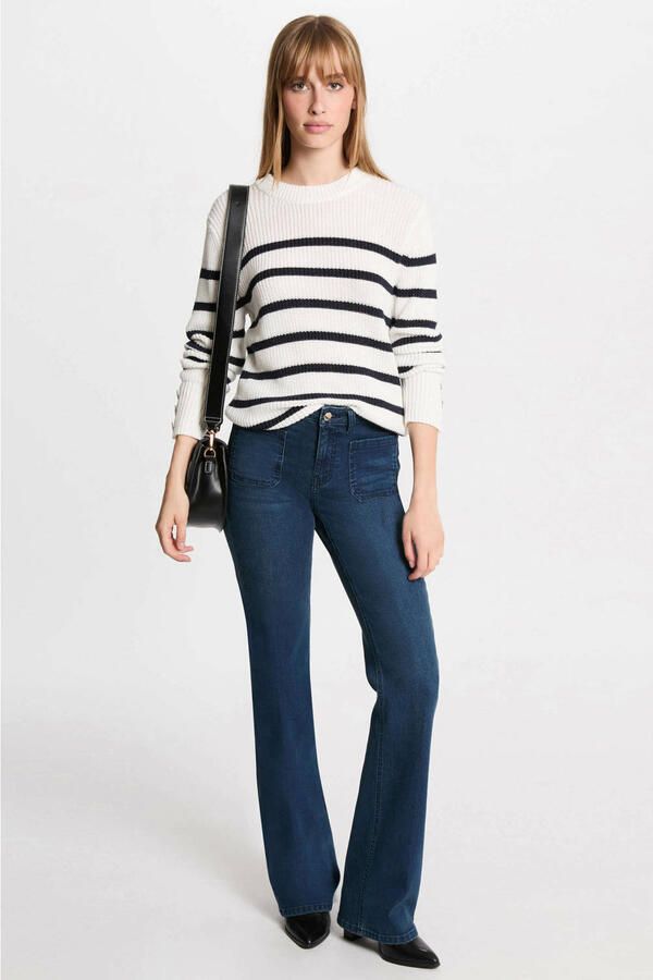 Morgan trui ecru rib gebreid