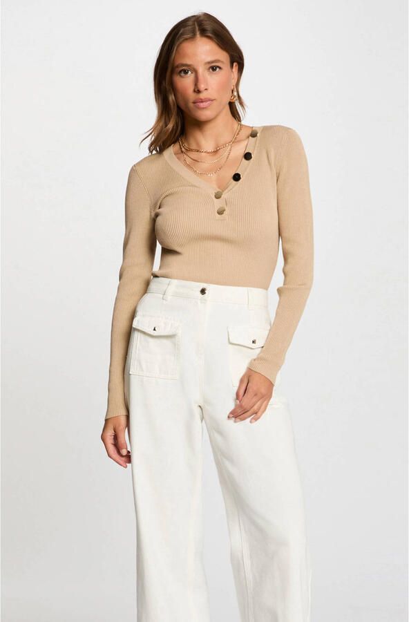 Morgan trui fijn gebreid beige - Foto 3