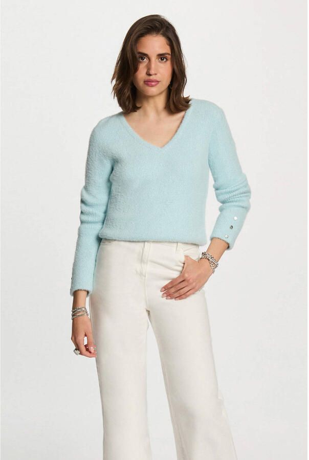 Morgan trui fijn gebreid turquoise - Foto 2