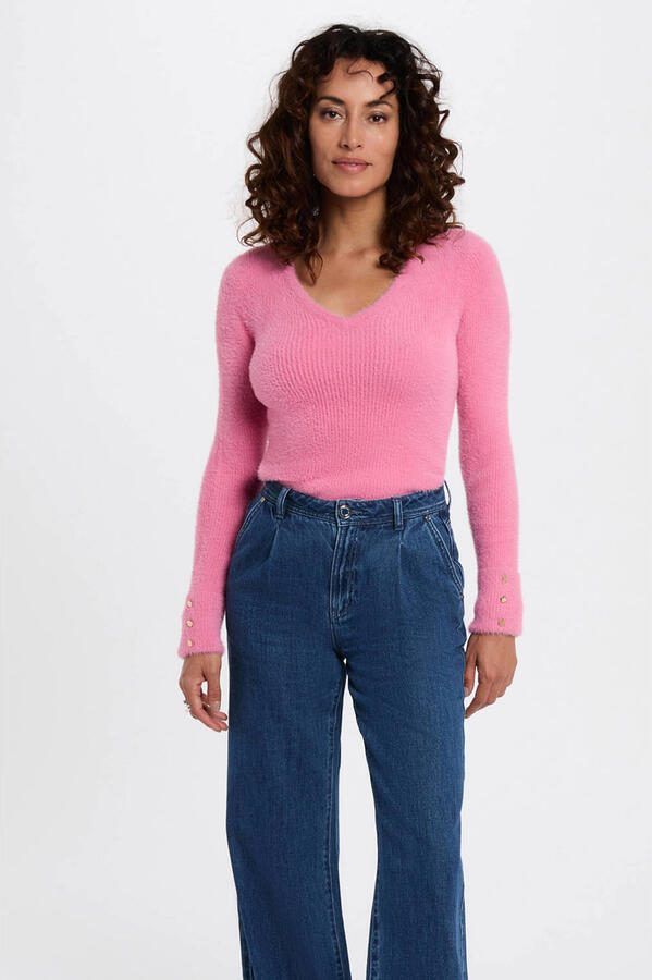 Morgan trui rib gebreid roze