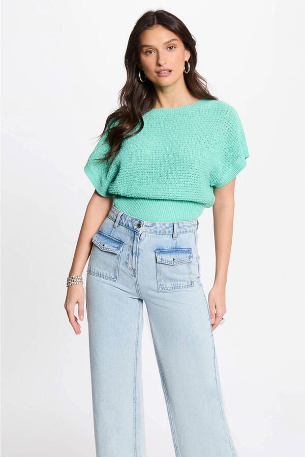 Morgan trui turquoise met glitter