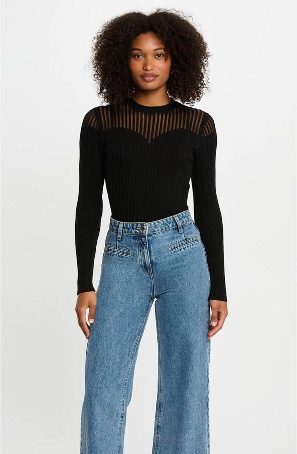 Morgan trui zwart rib gebreid - Foto 3