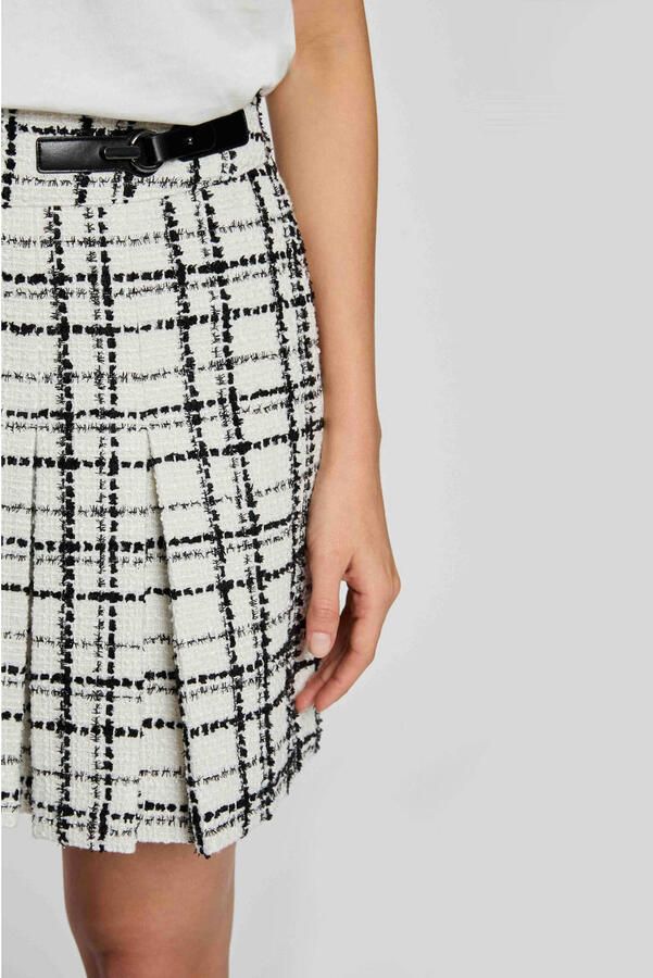 Morgan tweed geruite mini rok ecru - Foto 2