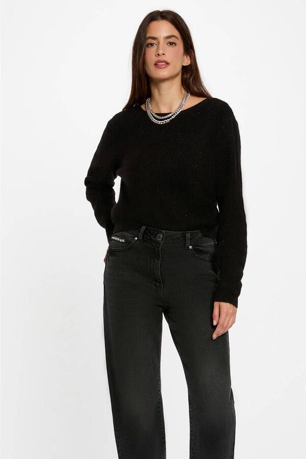 Morgan vest rib gebreid zwart