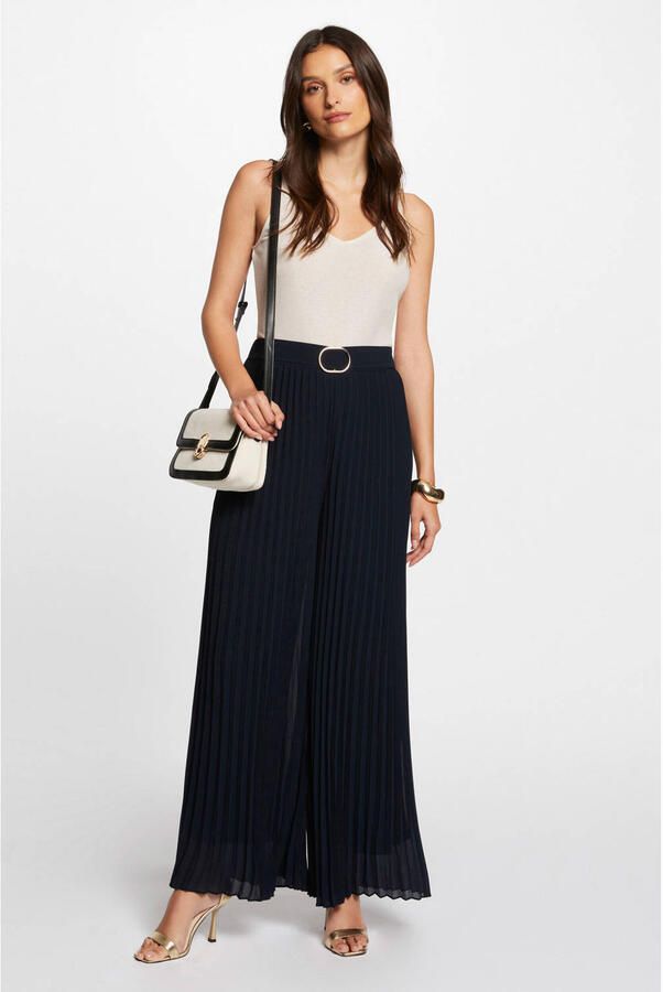 Morgan wide leg broek marine - Foto 2