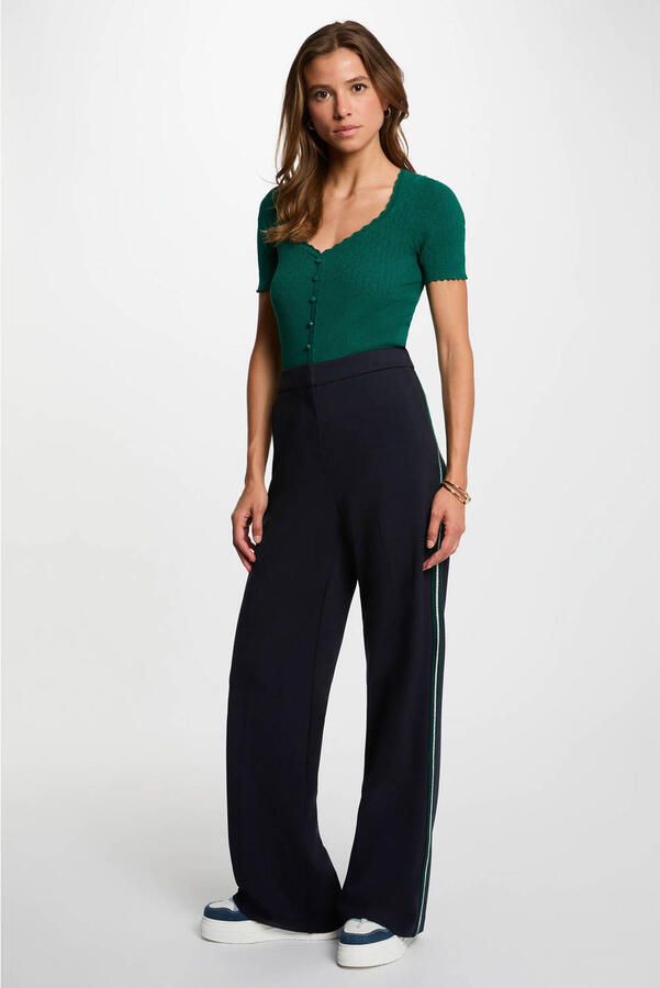 Morgan wide leg casual broek donkerblauw - Foto 3