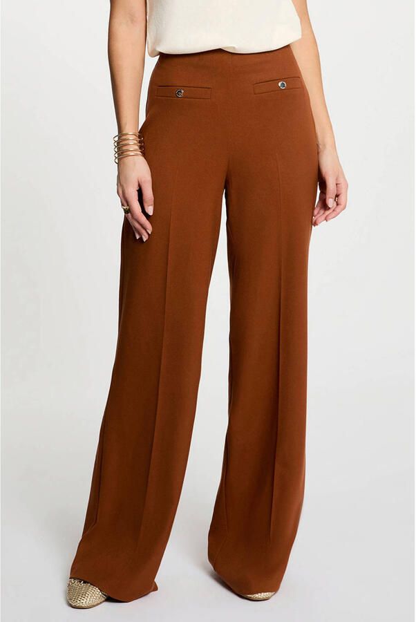 Morgan wide leg high waist cargobroek cognac