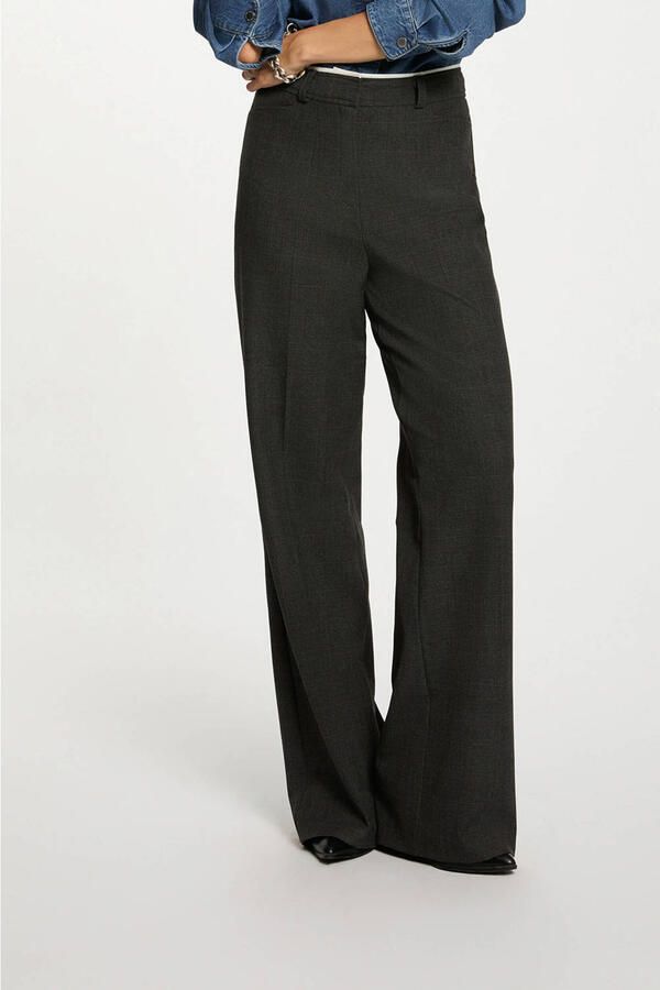 Morgan wide leg high waist casual broek grijs