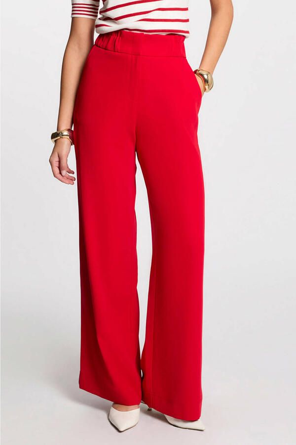 Morgan wide leg high waist pantalon rood