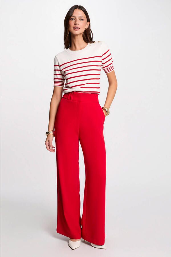 Morgan wide leg high waist pantalon rood - Foto 2