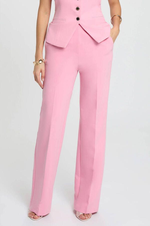 Morgan wide leg high waist pantalon roze