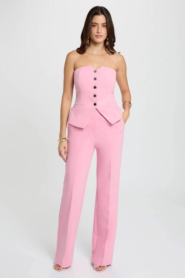 Morgan wide leg high waist pantalon roze - Foto 2