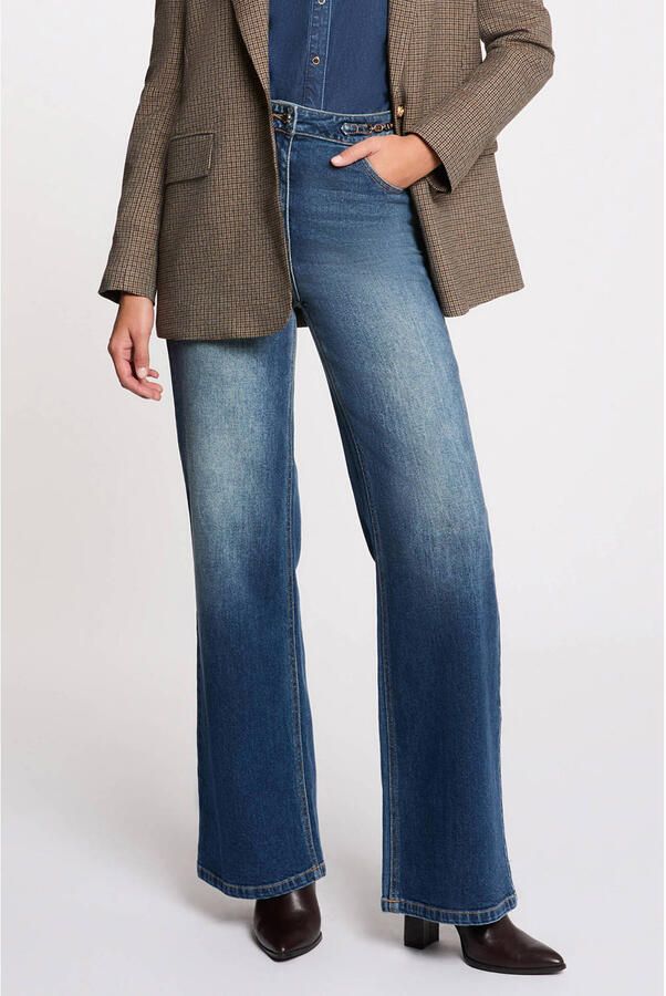 Morgan wide leg jeans medium blue denim