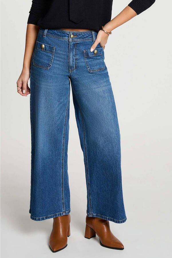 Morgan wide leg jeans mediumblauw