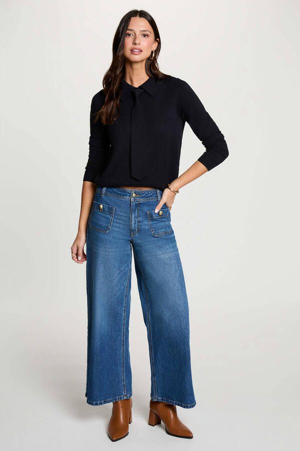 Morgan wide leg jeans mediumblauw - Foto 3