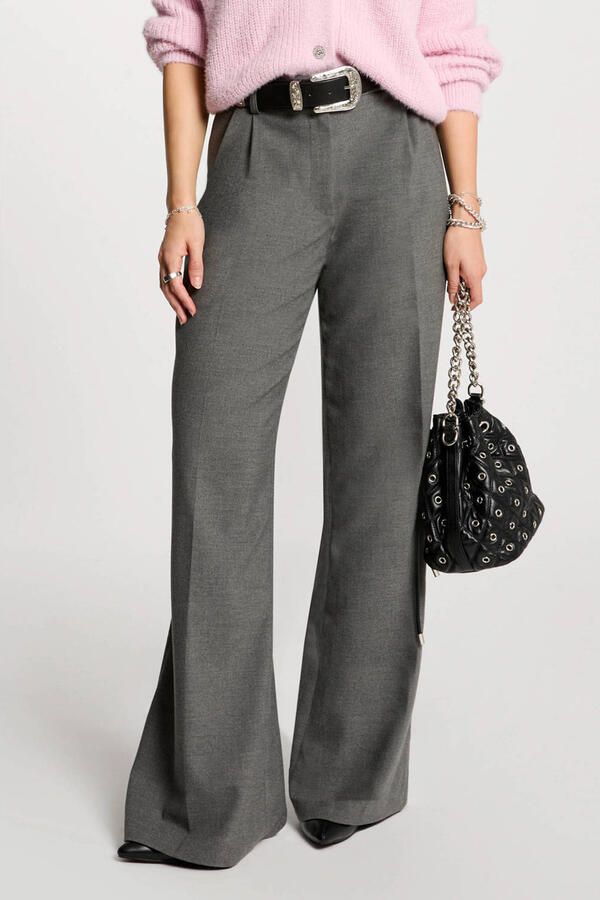 Morgan wide leg regular waist pantalon grijs
