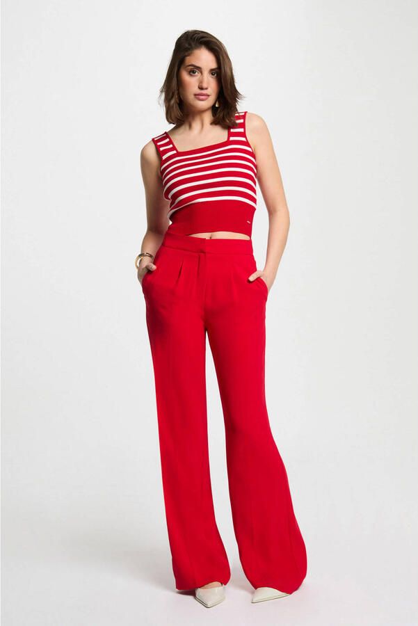 Morgan wide leg regular waist pantalon rood - Foto 2