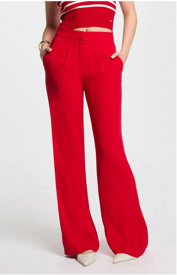 Morgan wide leg regular waist pantalon rood