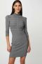Morgan ribgebreide jurk met plooien grijs - Thumbnail 1