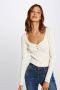 Morgan ribgebreide longsleeve met kant gebroken wit - Thumbnail 1