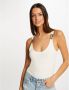 Morgan ribgebreide singlet gebroken wit - Thumbnail 1
