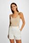 Morgan ribgebreide top beige - Thumbnail 1