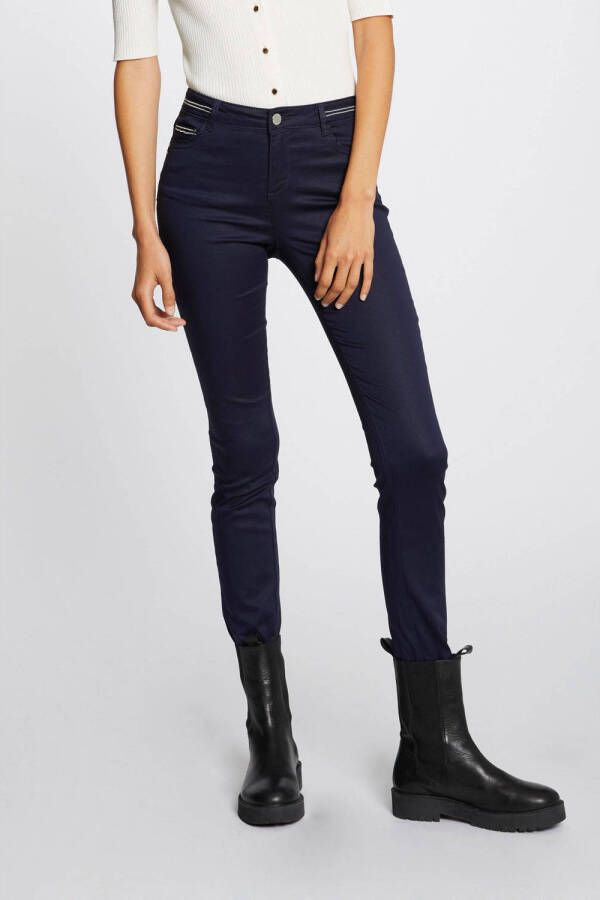 Morgan slim fit broek donkerblauw