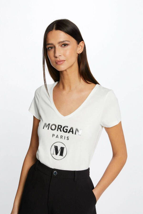 Morgan T-shirt met printopdruk gebroken wit