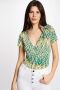 Morgan top met all over print en overslag detail groen zwart geel - Thumbnail 1