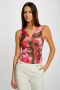 Morgan top met all over print rood groen - Thumbnail 1