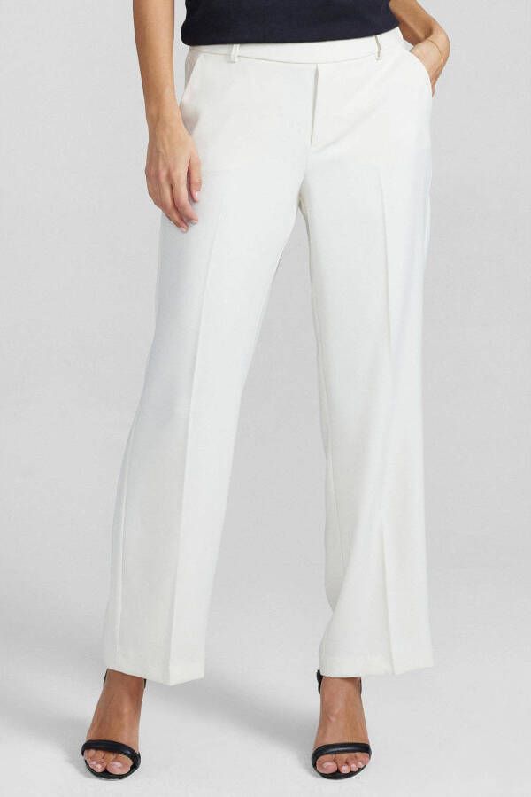 Mos Mosh cropped straight fit broek Bai Leia van gerecycled polyester crème