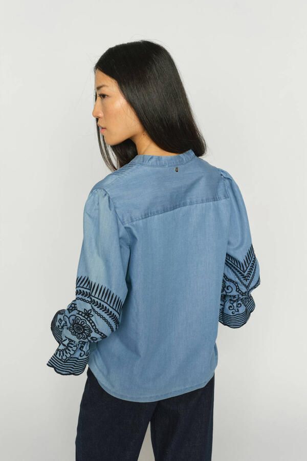 MOS MOSH Dames Blouses Mmstomin Emb Shirt Lichtblauw - Foto 6