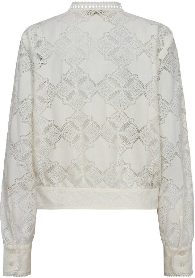 MOS MOSH Regular fit blouse met broderie anglaise model 'Monia'