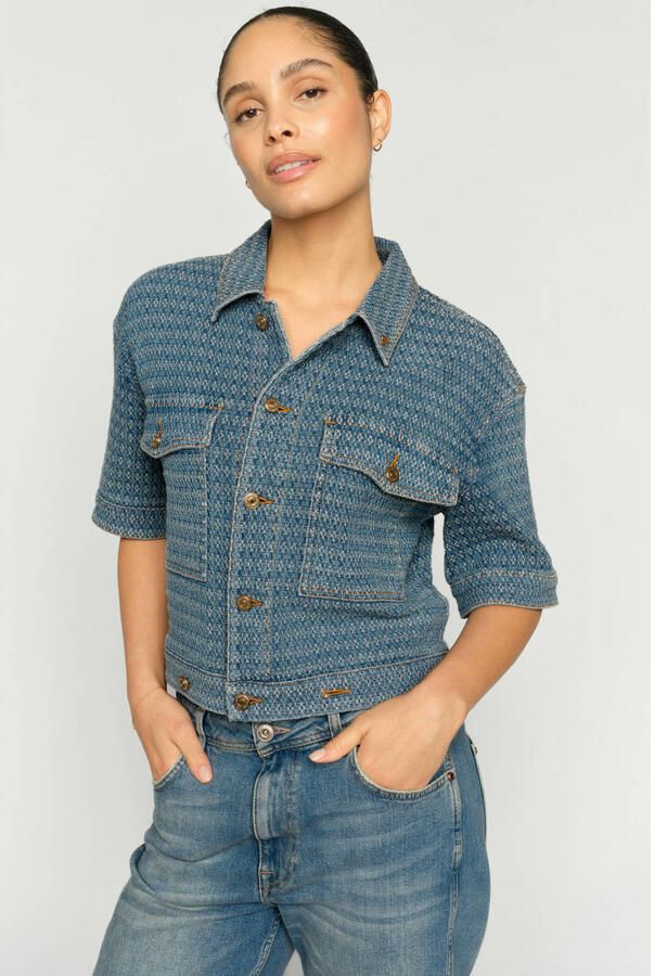 MOS MOSH relaxed fit jack in denimlook met borstzakken model 'Ebba'