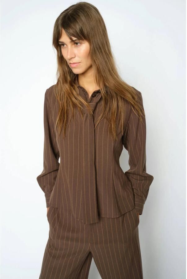 Mos Mosh blouse met krijtstreep bruin