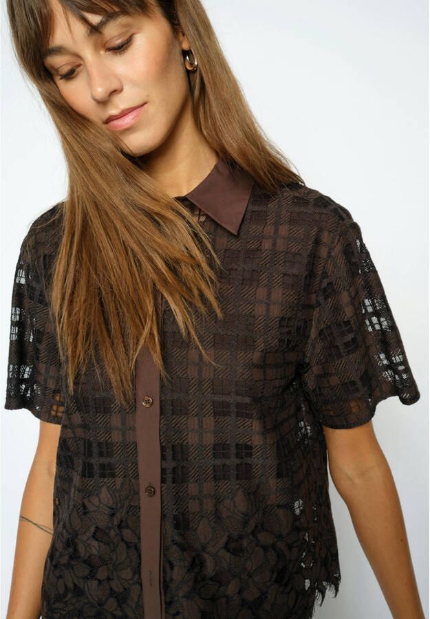 Mos Mosh geruite blouse bruin - Foto 2