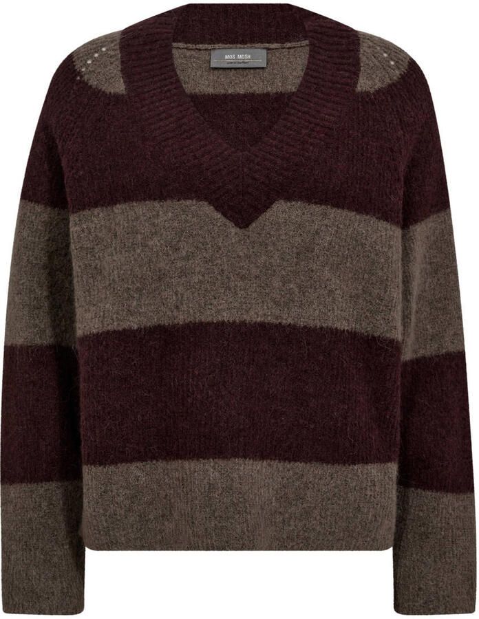 MOS MOSH Dames Truien & Vesten Mmtaci Stripe Ls V-neck Knit Bruin - Foto 5