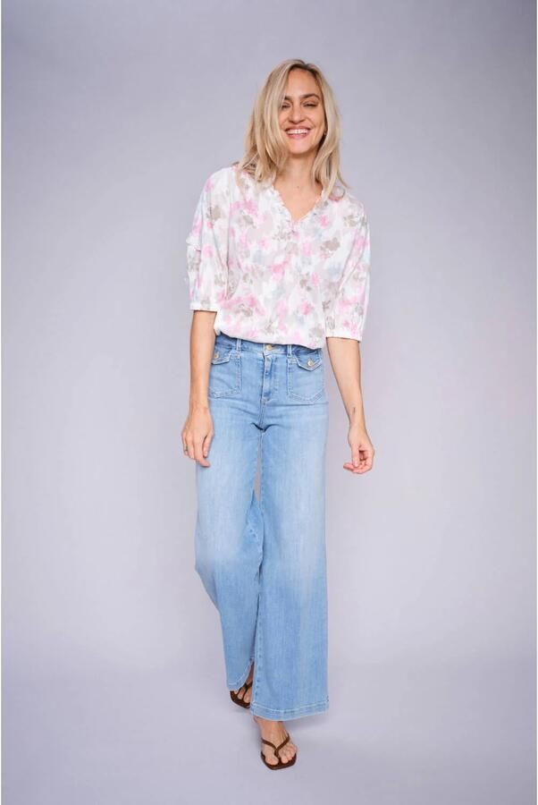 MOS MOSH Vintage-geïnspireerde Wide-leg Jeans Lichtblauw Blue Dames